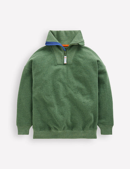 Half-Zip Sweatshirt-Green Marl-1