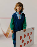 Half-Zip Sweatshirt-Medieval blue Colourblock