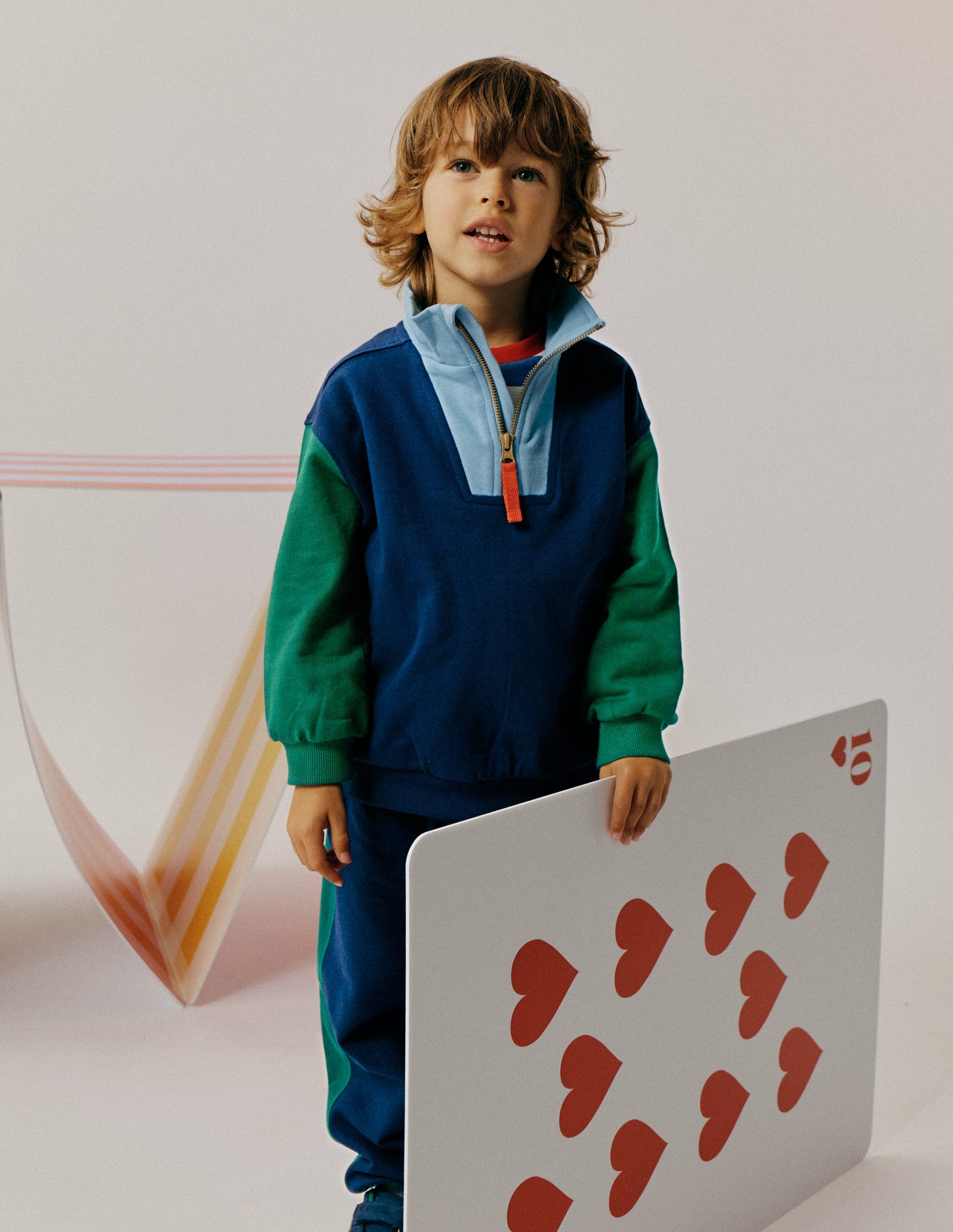 Half-Zip Sweatshirt-Medieval blue Colourblock-1