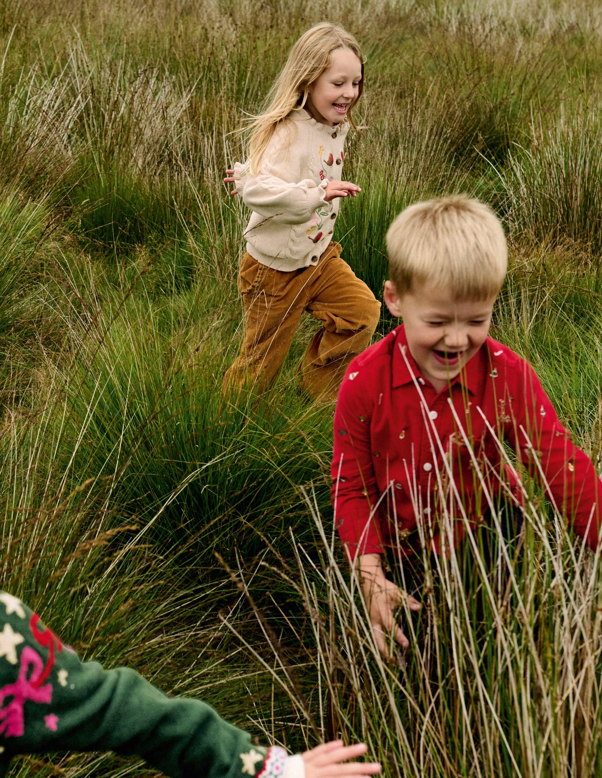 Embroidered Corduroy Shirt-Red Christmas Embroidery-4