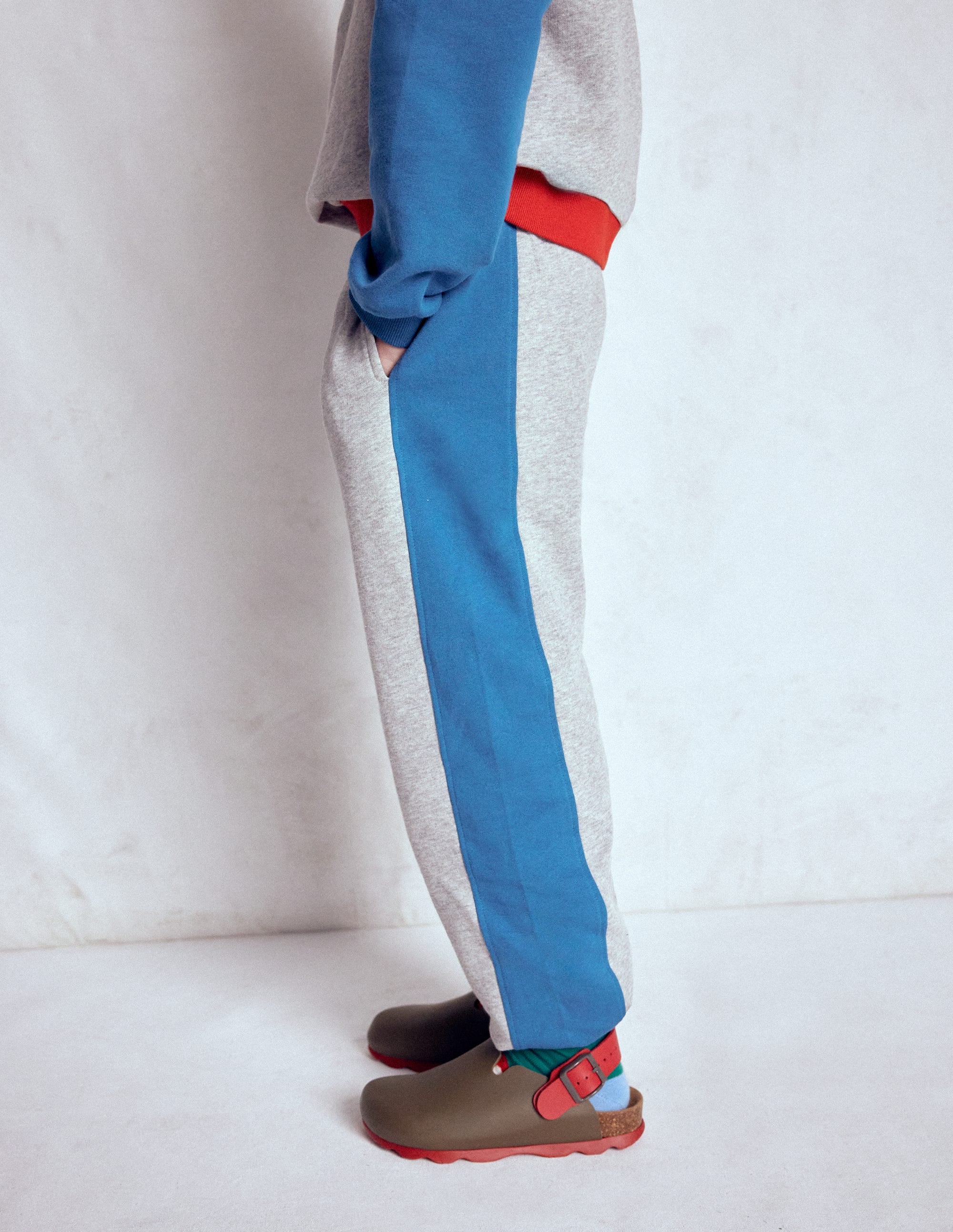 Colourblock Cuffed Joggers-Grey Colourblock - Image 1
