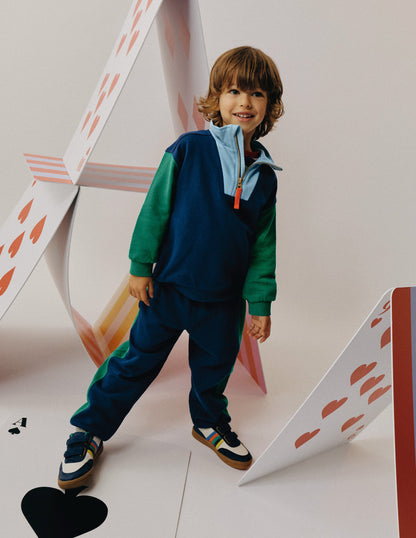 Colourblock Cuffed Joggers-Medieval blue Colourblock-1