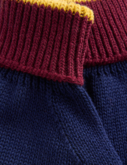 Knitted Gloves-College Navy Colourblock-2