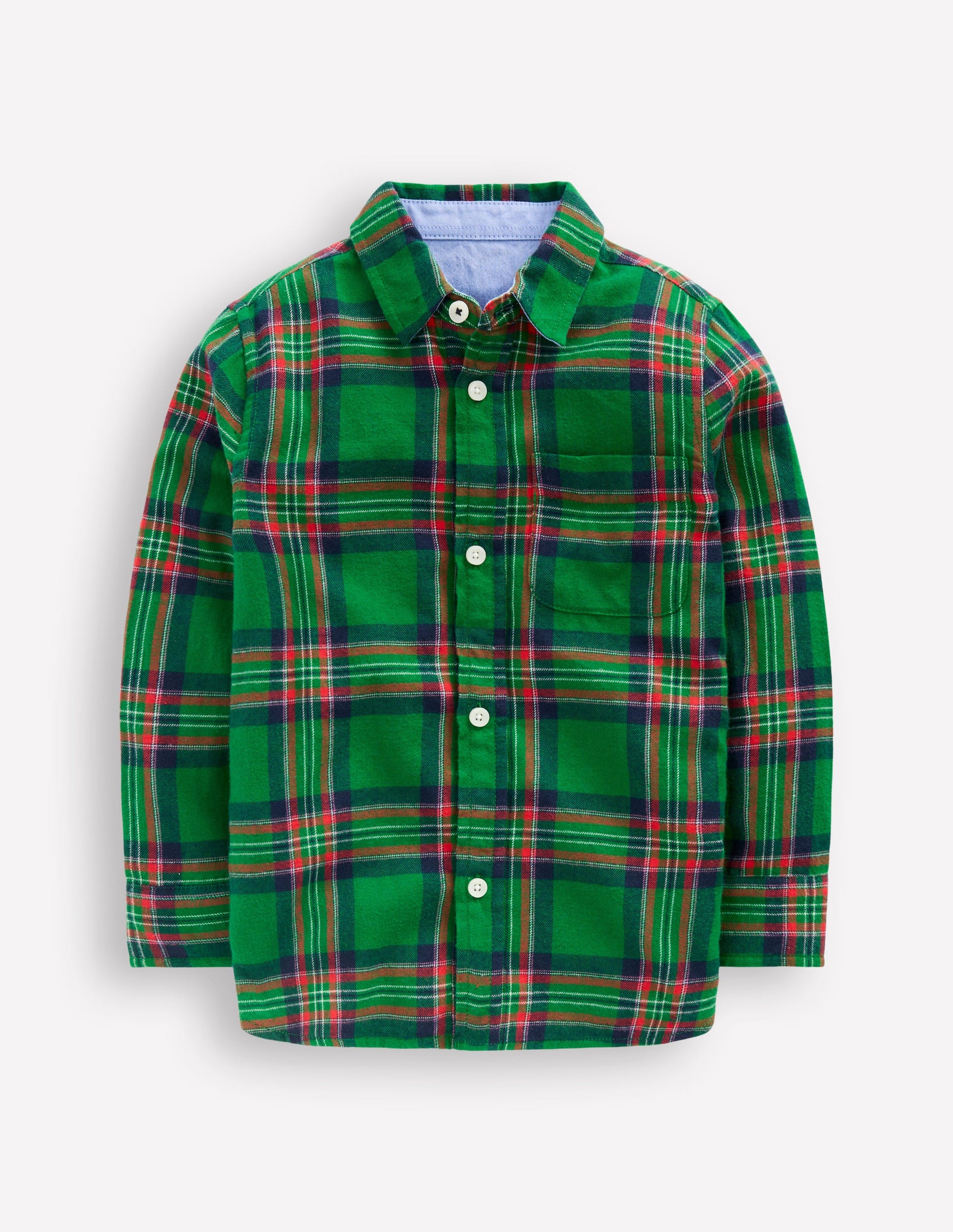 Cosy Cotton Check Shirt-Green Check-2
