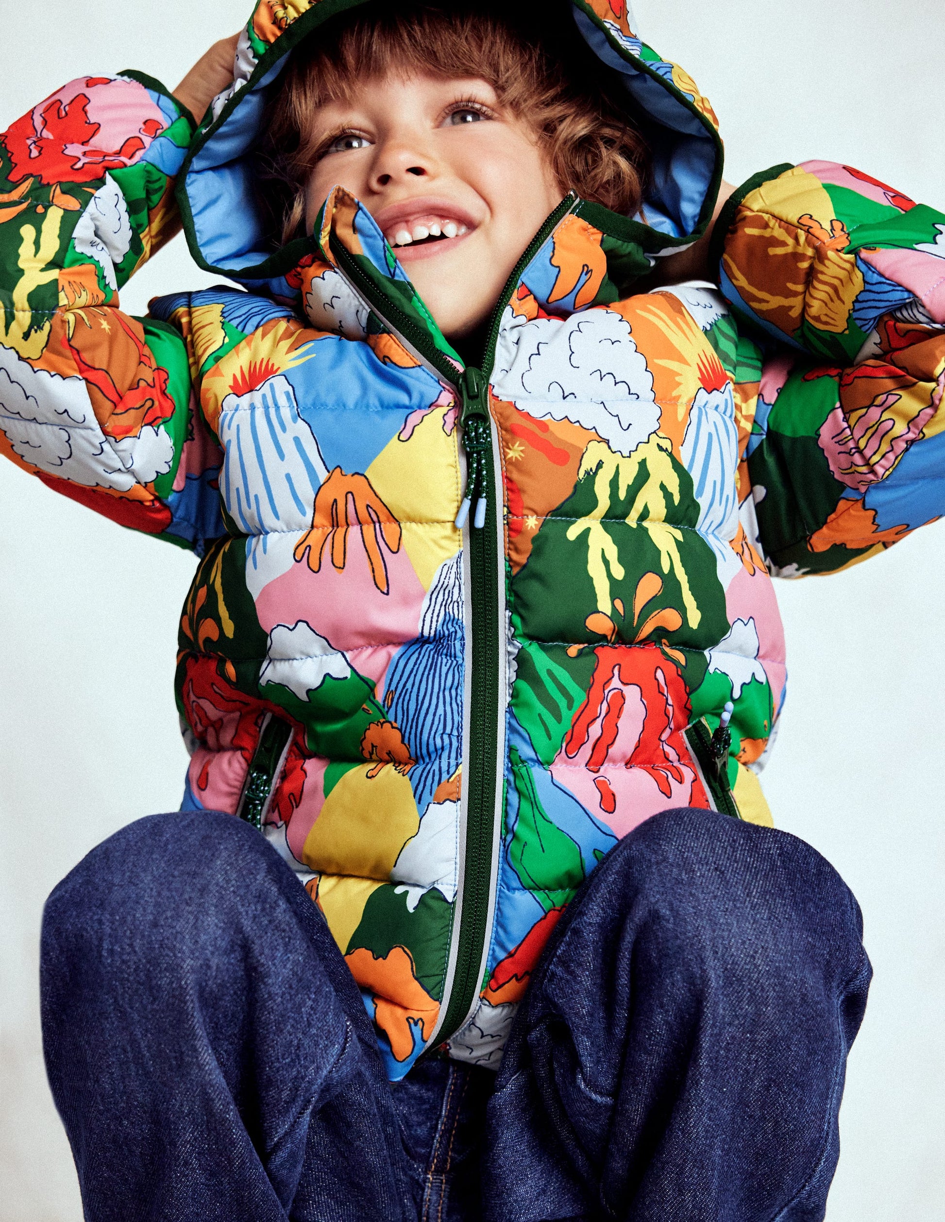 Pack-away Padded Jacket-Multi Volcanoes-3