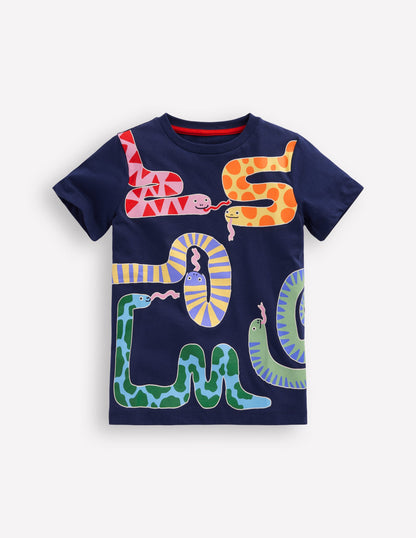 Short Sleeve GITD T-shirt-College Navy Snakes-1