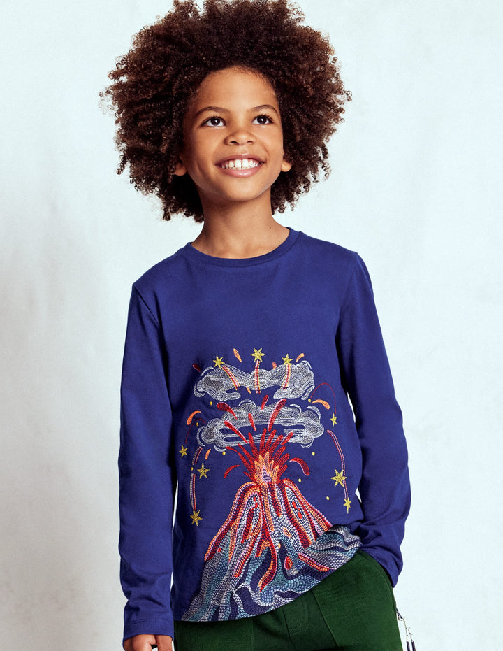 Superstitch Long Sleeve Top-Multi Volcanoes
