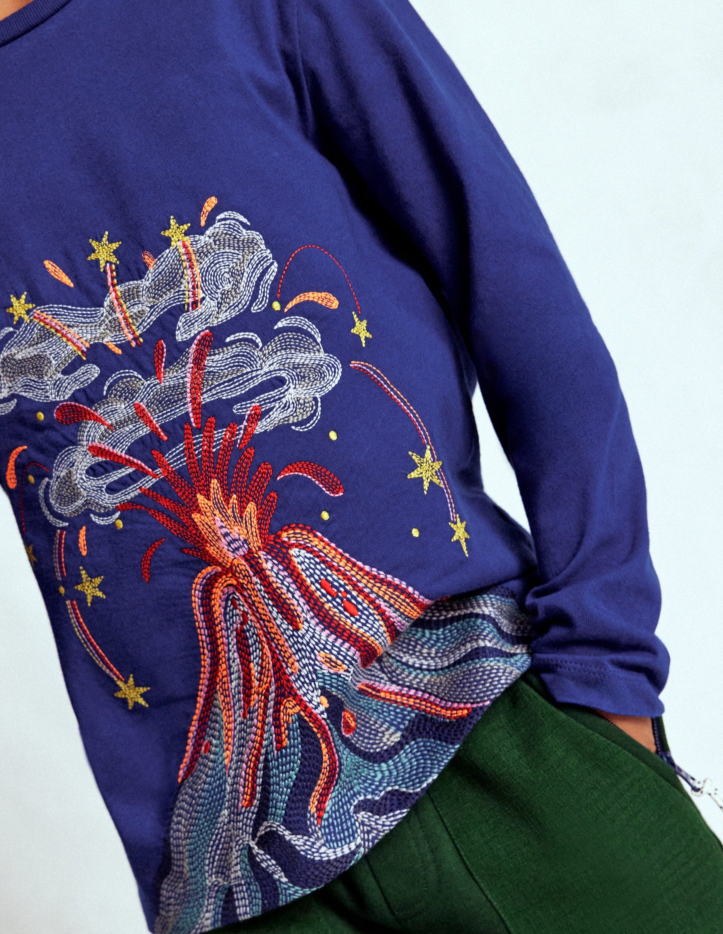 Superstitch Long Sleeve Top-Multi Volcanoes