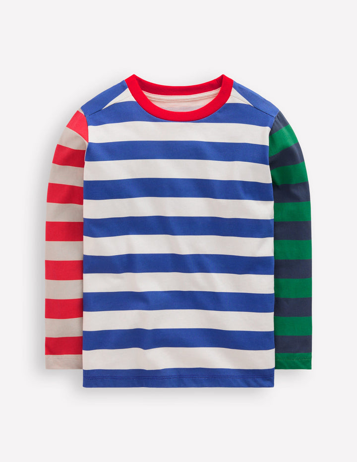 Long Sleeve Hotchpotch T-shirt-White Multi