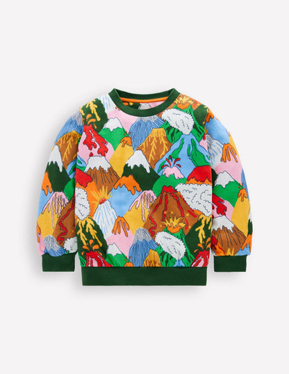 Everyday Printed Sweatshirt-Multi Volcanoes-2