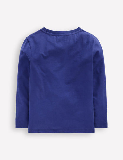 Long Sleeve Appliqué T-shirt-Twilight Blue Moon Explorer-2