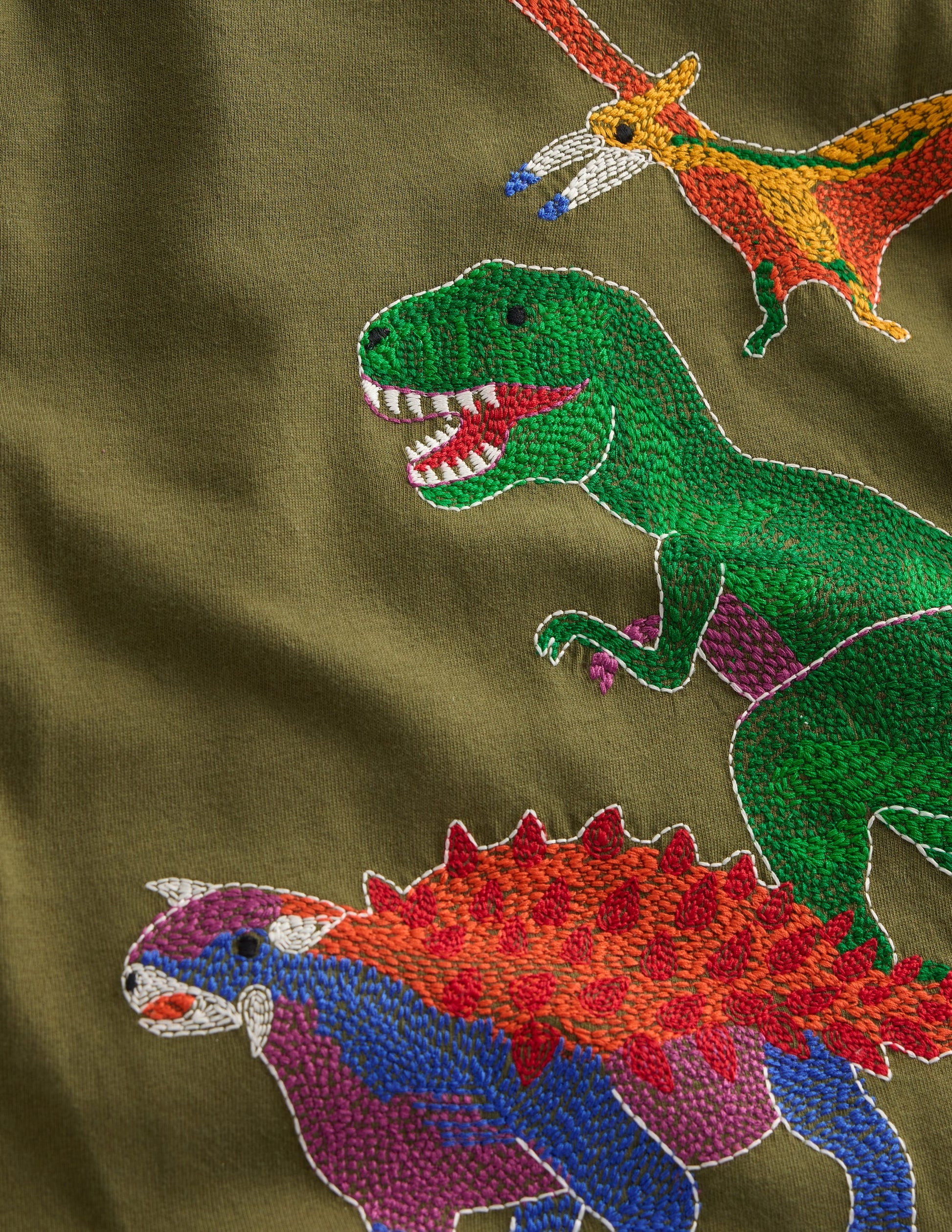 Glow Superstitch T-shirt-Winter moss Dino-6