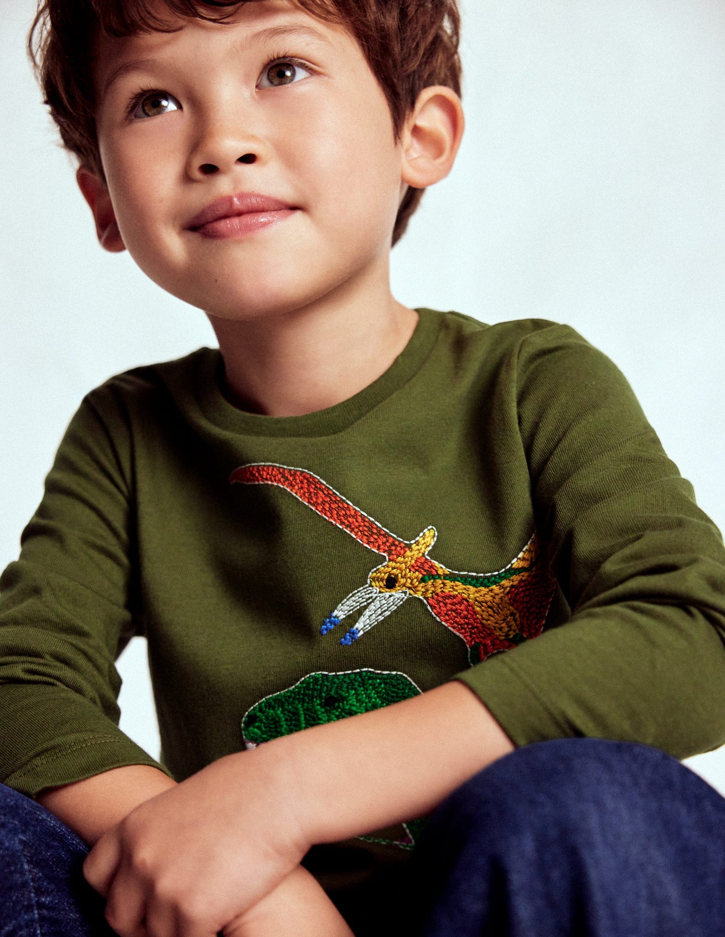Glow Superstitch T-shirt-Winter moss Dino