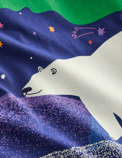 Long Sleeve Glow T-shirt-Twilight Blue Northern Lights-5