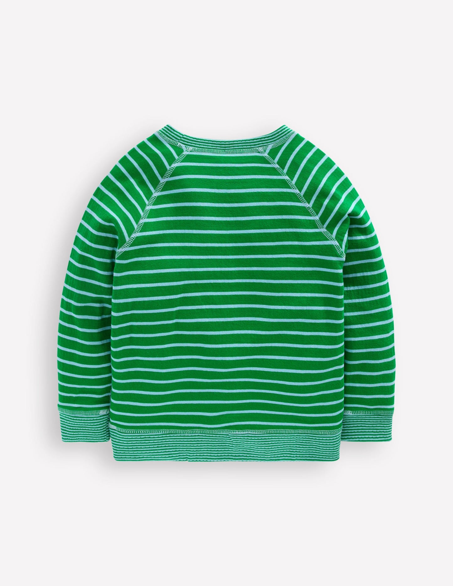 Reversible Long Sleeve T-Shirt-GREEN TAMBOURINE / BLUE