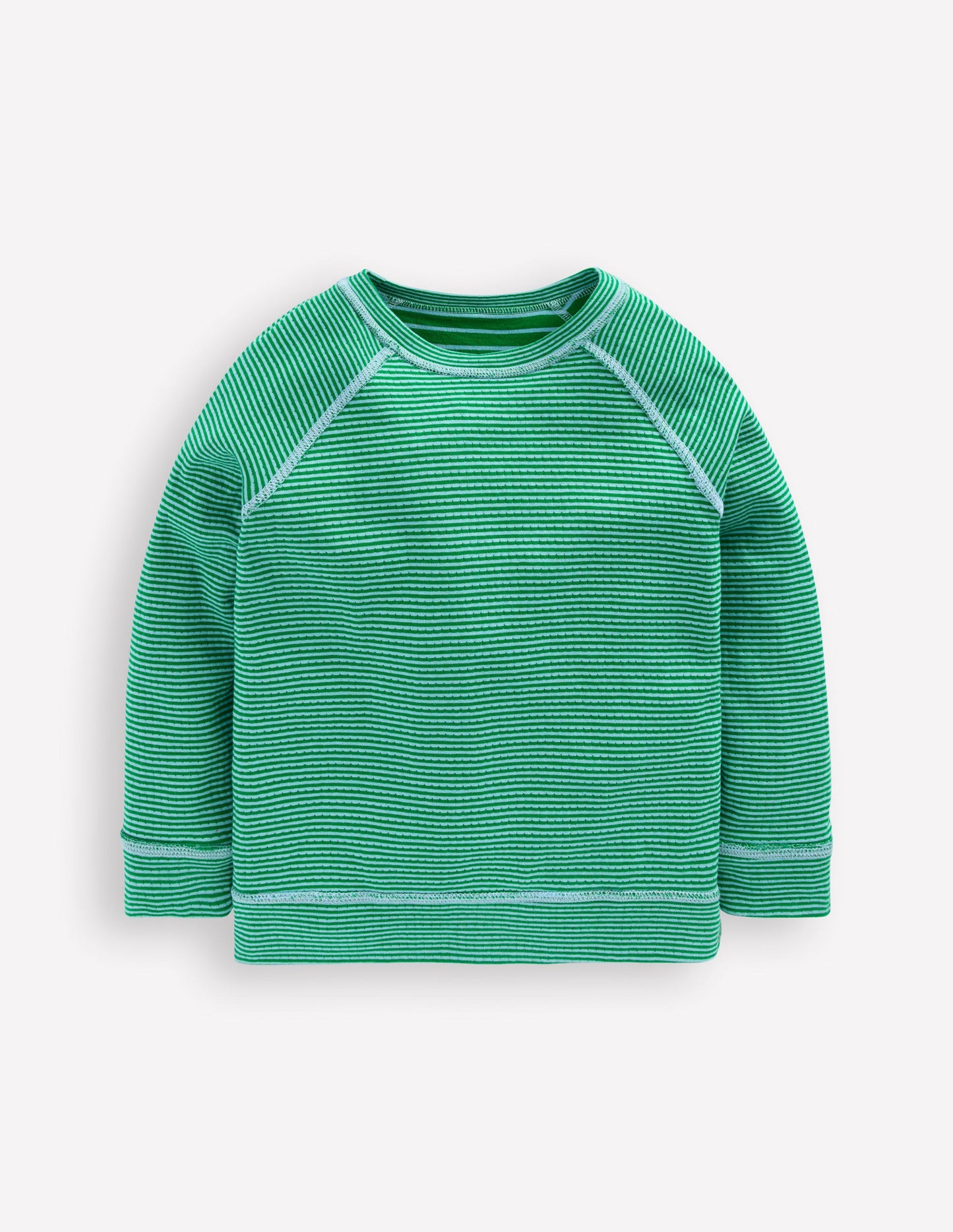 Reversible Long Sleeve T-Shirt-GREEN TAMBOURINE / BLUE