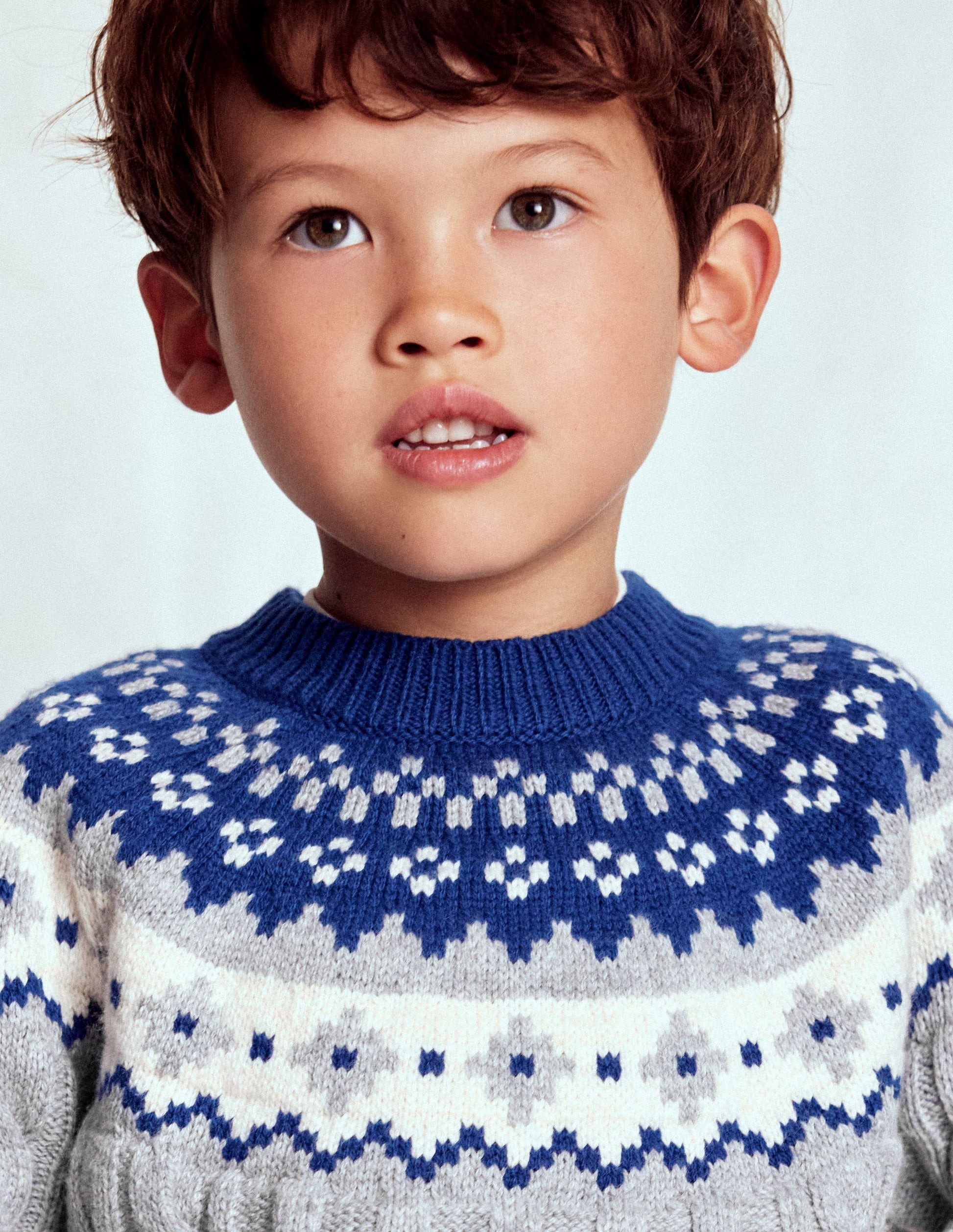 Cable Fair Isle Jumper-Grey Marl-2