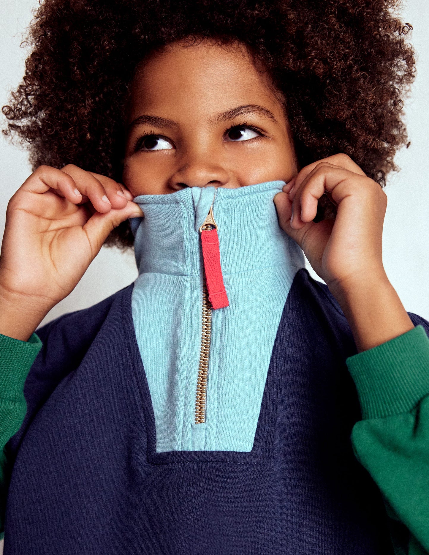 Half-Zip Sweatshirt-Medieval blue Colourblock