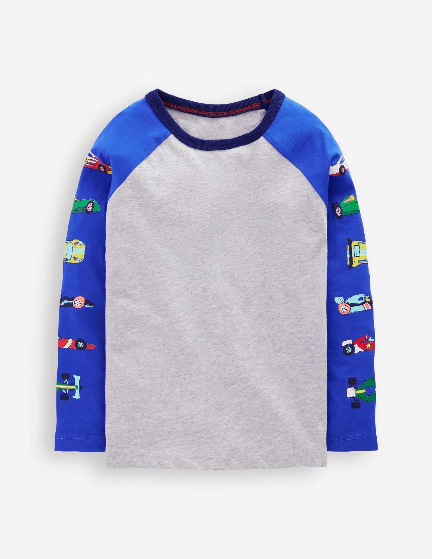 Printed Sleeve Raglan T-shirt-Racing Cars
