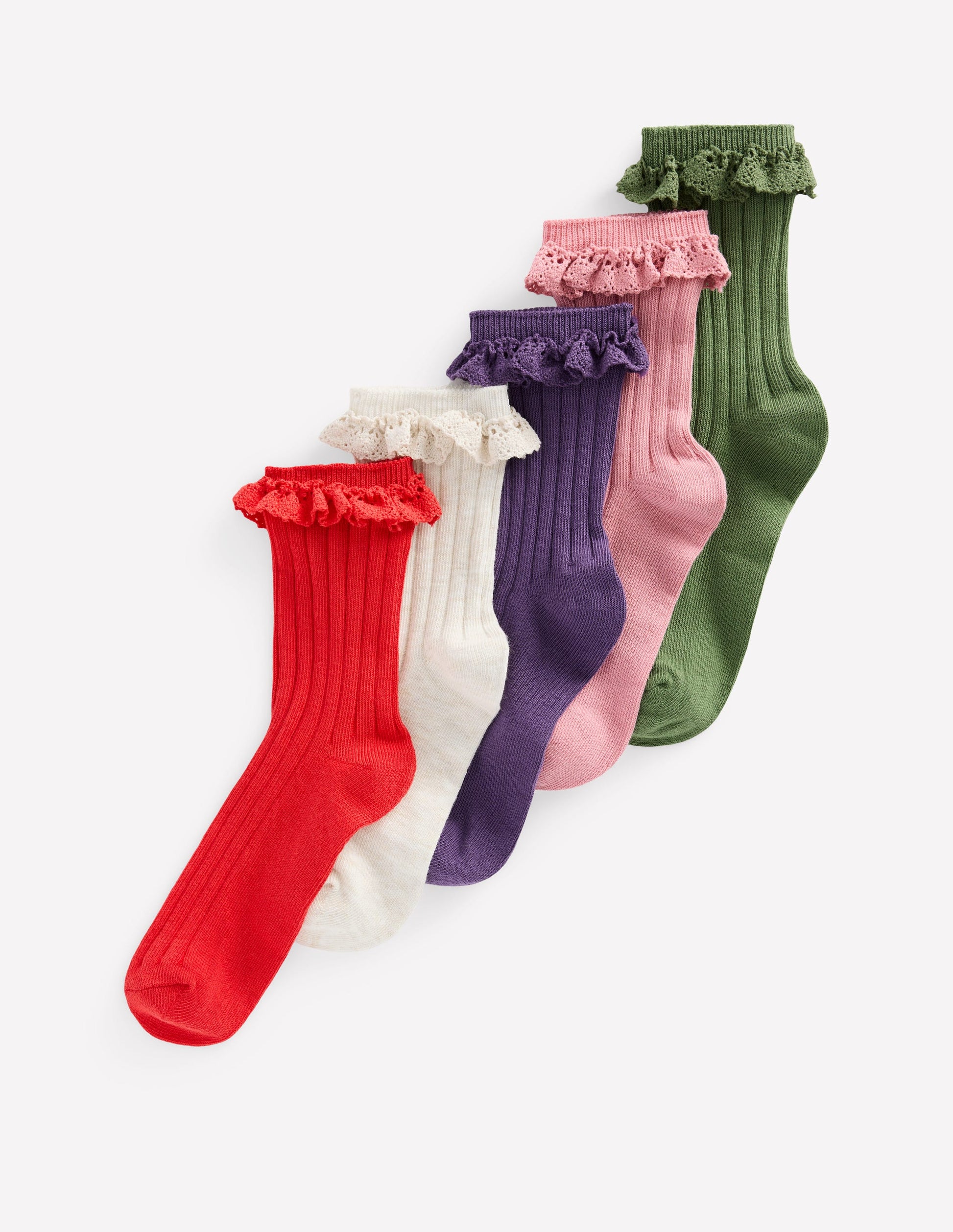 5-Pack Frilly Socks-Autumn Multi-1