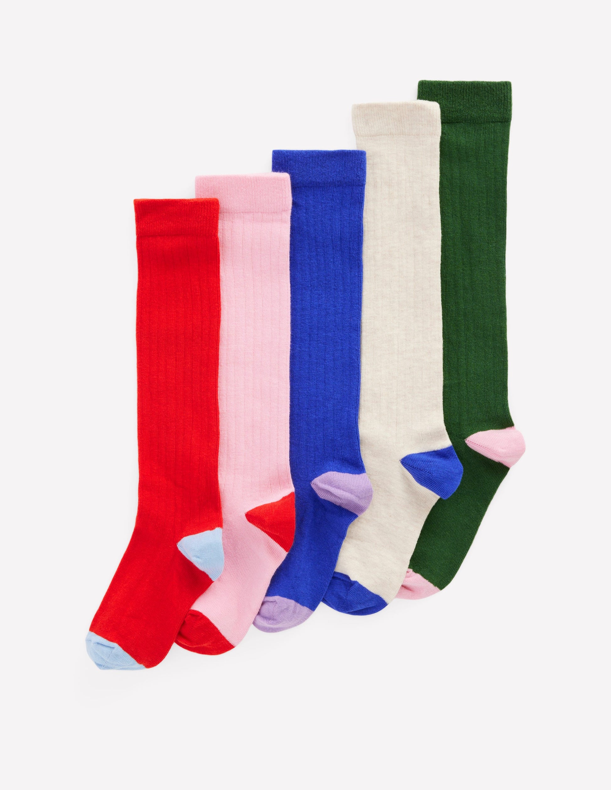 5-Pack Ribbed Knee High Socks-Multi-1