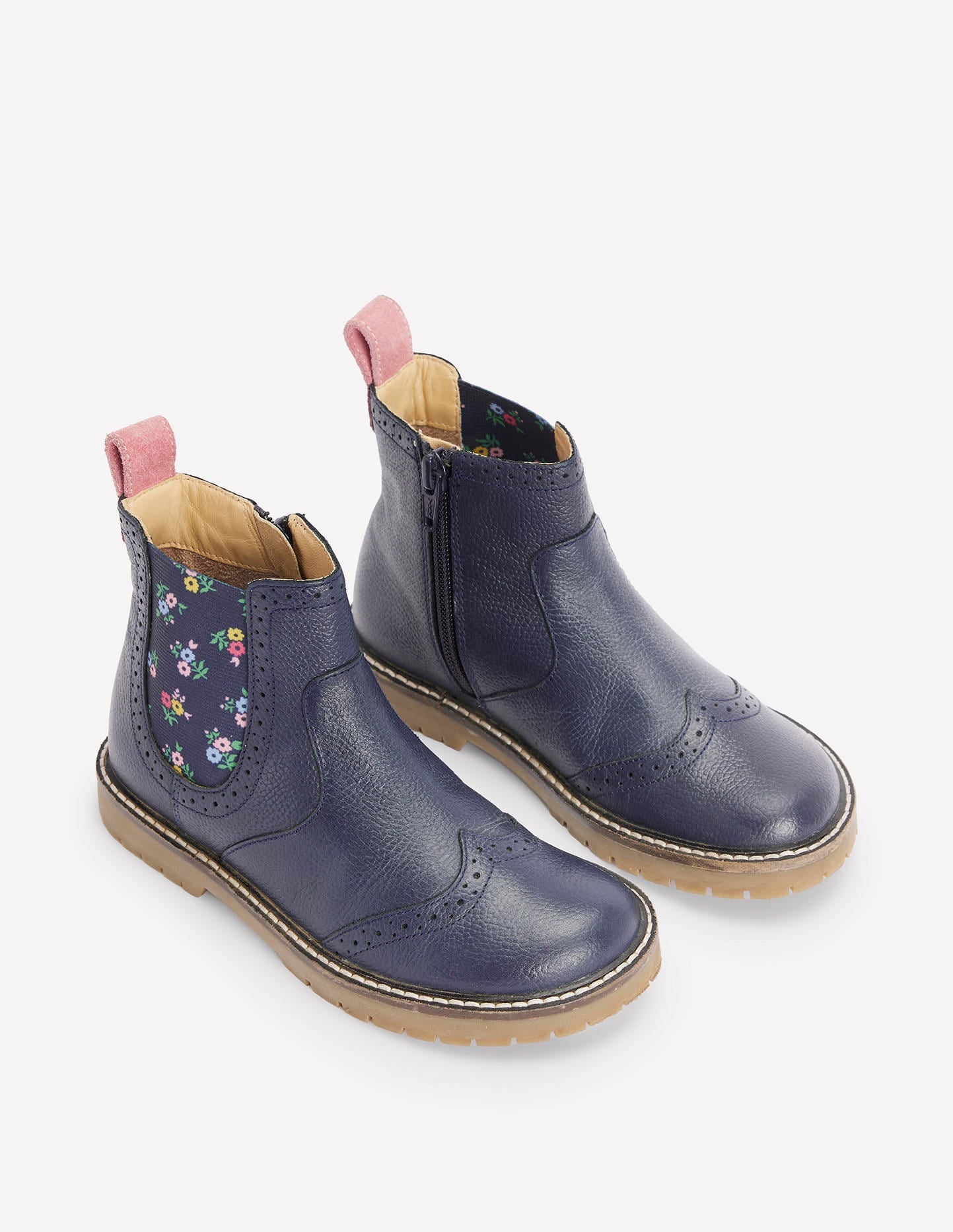 Leather Chelsea Boots-College Navy Floral-2