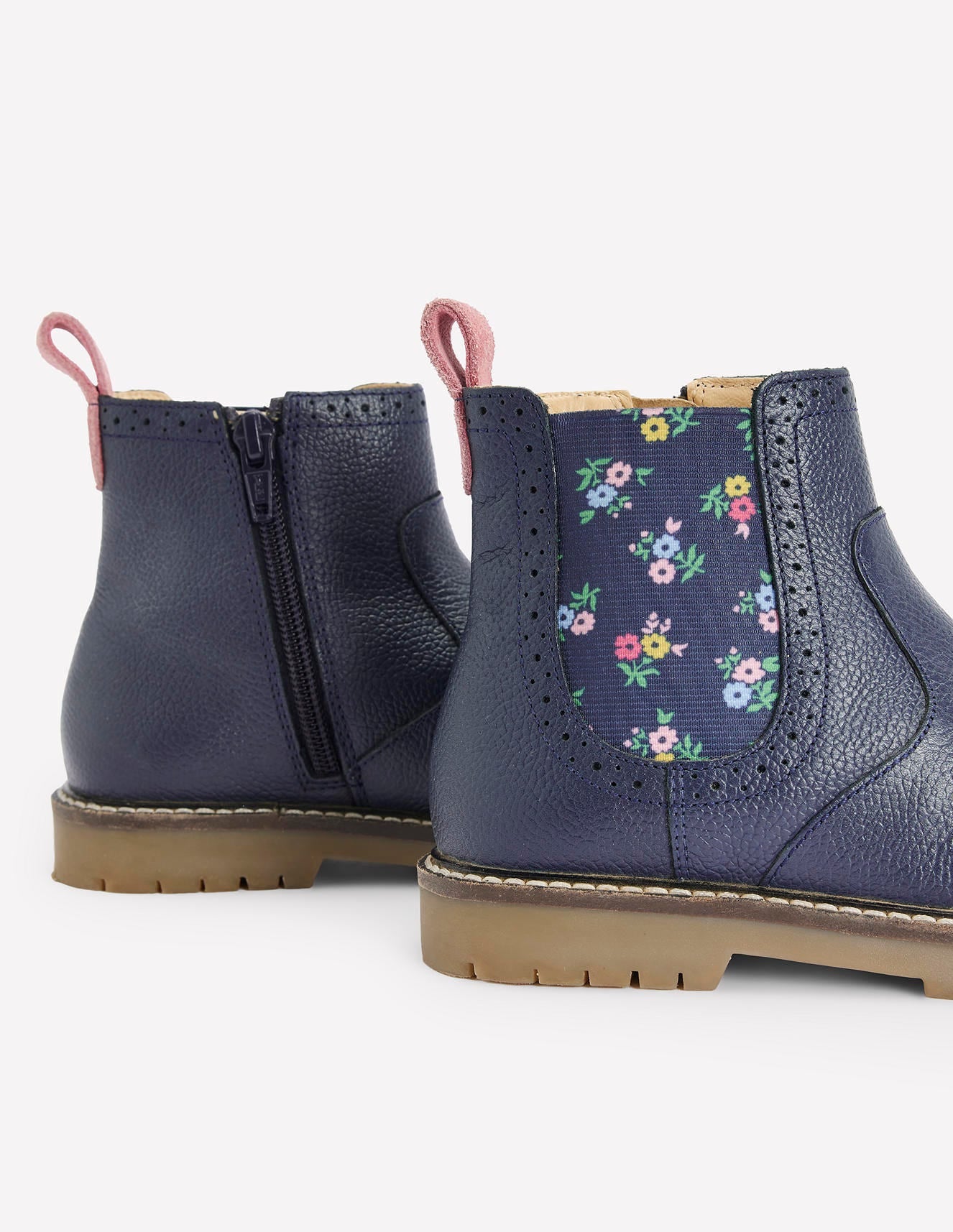 Leather Chelsea Boots-College Navy Floral-3
