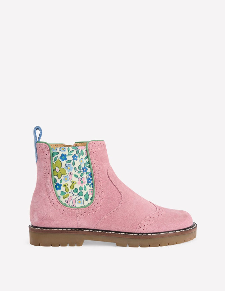 Leather Chelsea Boots-Pink Floral