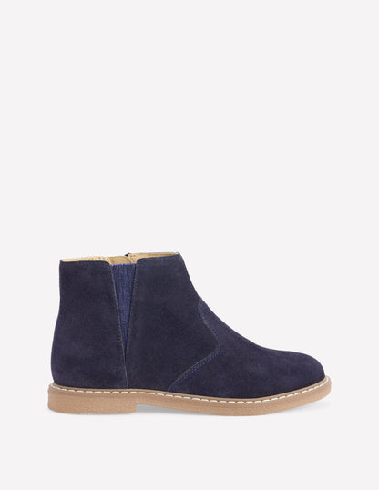 Suede Ankle Boots-College Navy-1