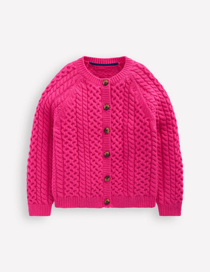 Cable Cardigan-Raspberry Pink-1