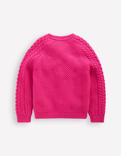 Cable Cardigan-Raspberry Pink-2