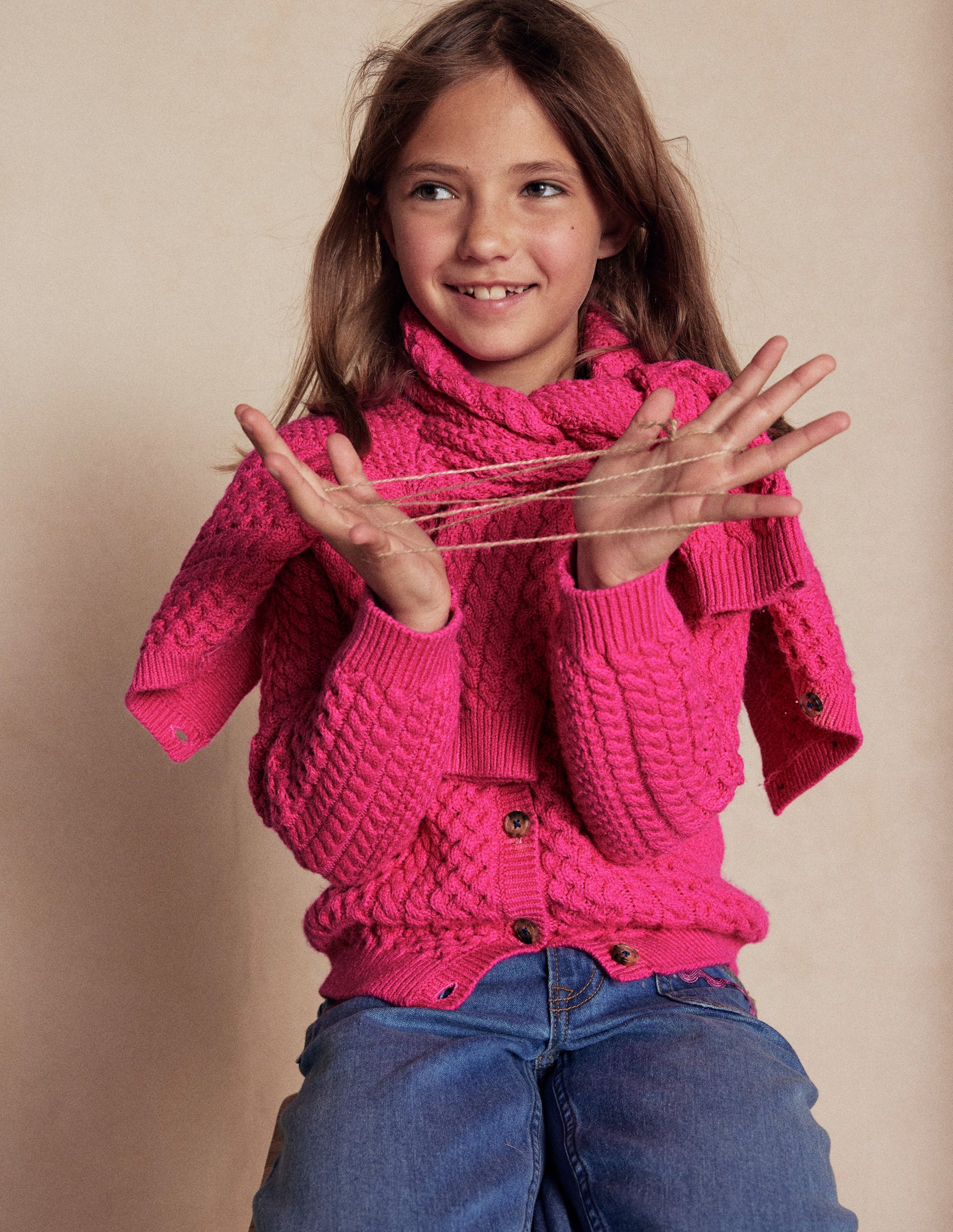 Cable Cardigan-Raspberry Pink-4