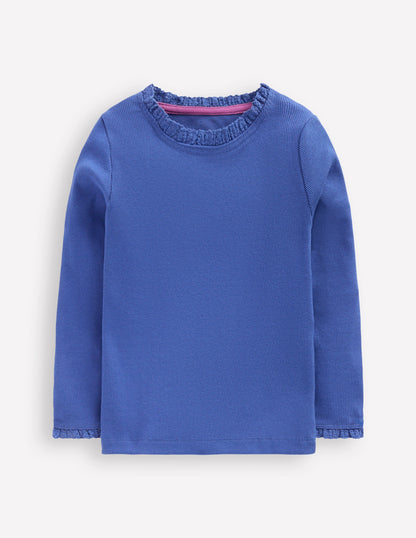 Ribbed Long Sleeve T-shirt-Bluejay-1