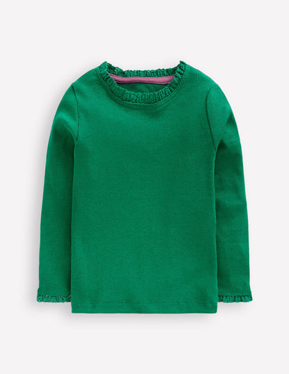 Ribbed Long Sleeve T-shirt-Shady Green-1