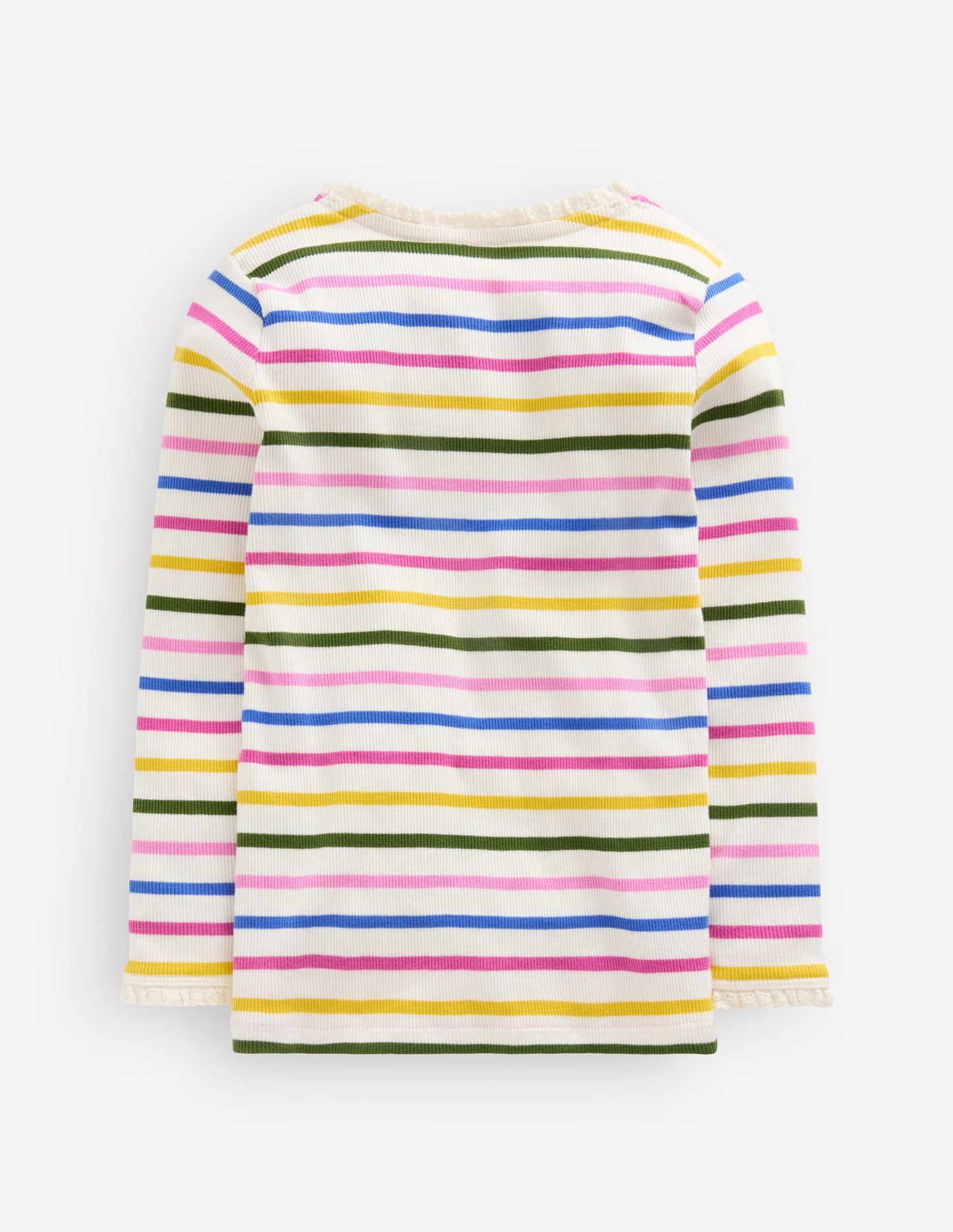 Ribbed Long Sleeve T-shirt-Rainbow Stripe