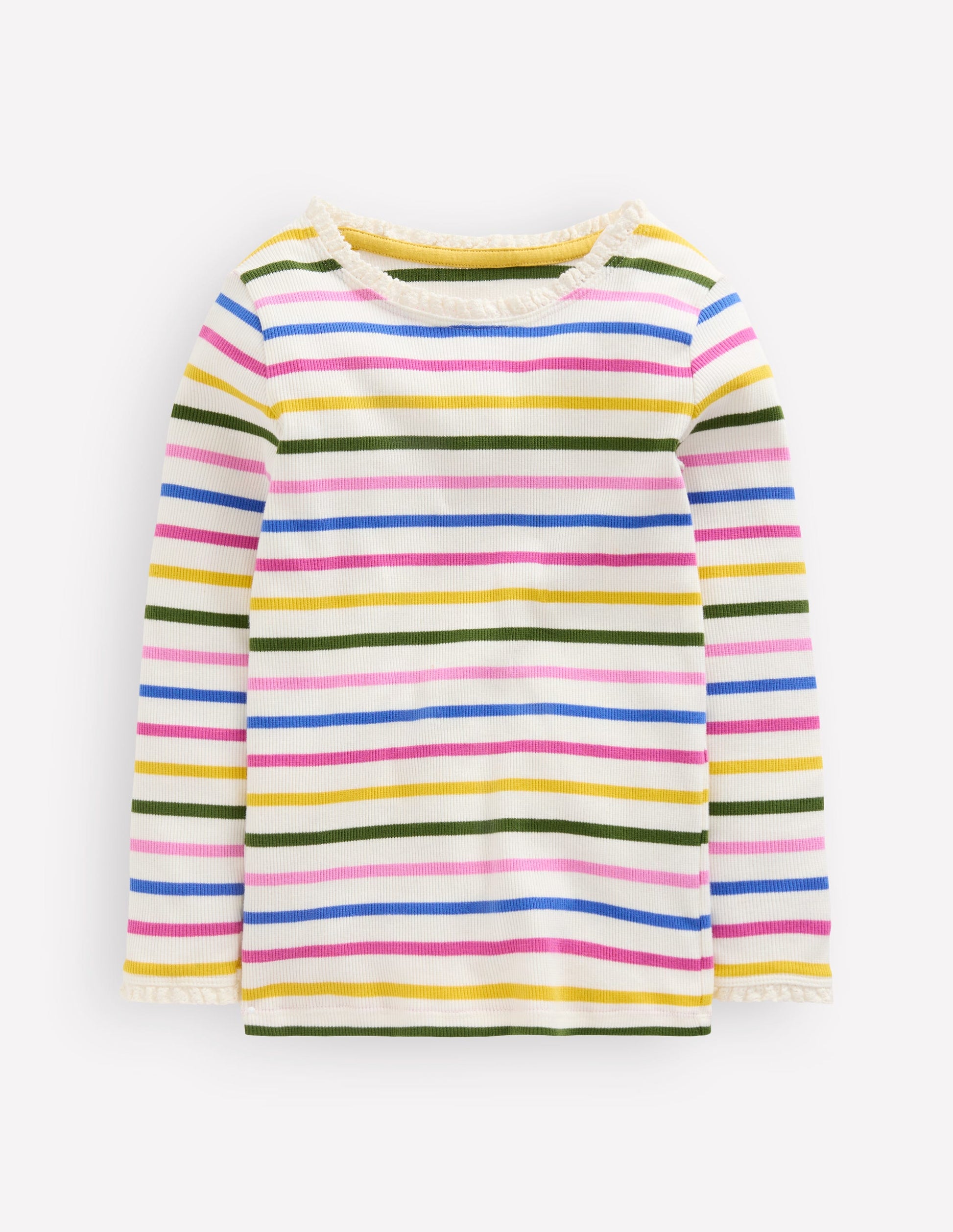 Ribbed Long Sleeve T-shirt-Rainbow Stripe-1