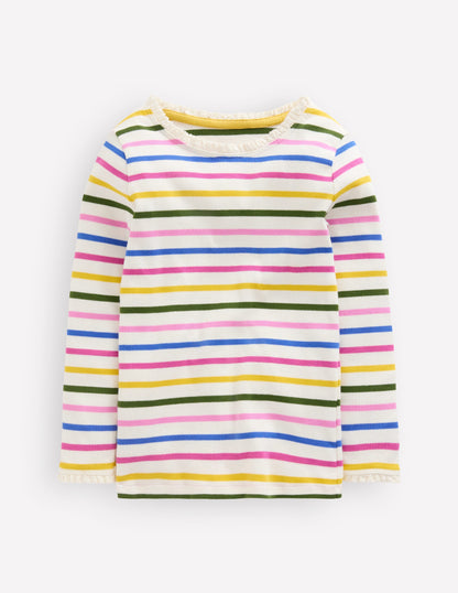 Ribbed Long Sleeve T-shirt-Rainbow Stripe-1
