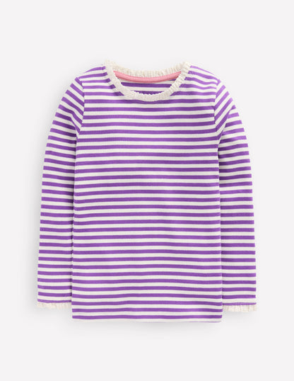 Ribbed Long Sleeve T-shirt-Purple Topaz Stripe-1