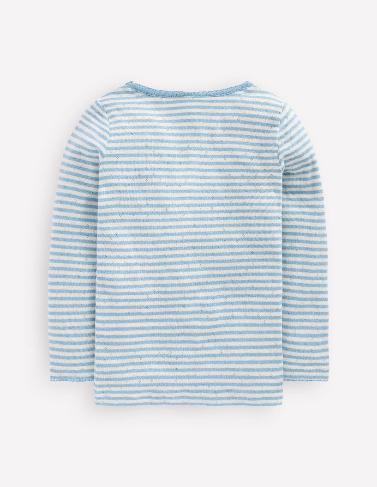 Long Sleeve Pointelle Top-Vintage Blue Stripe
