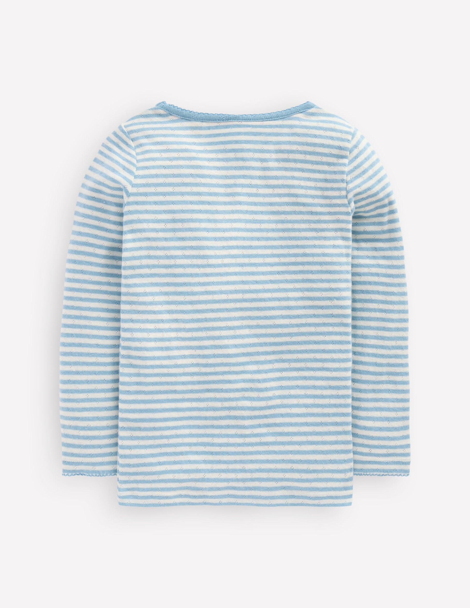 Long Sleeve Pointelle Top-Vintage Blue Stripe-2