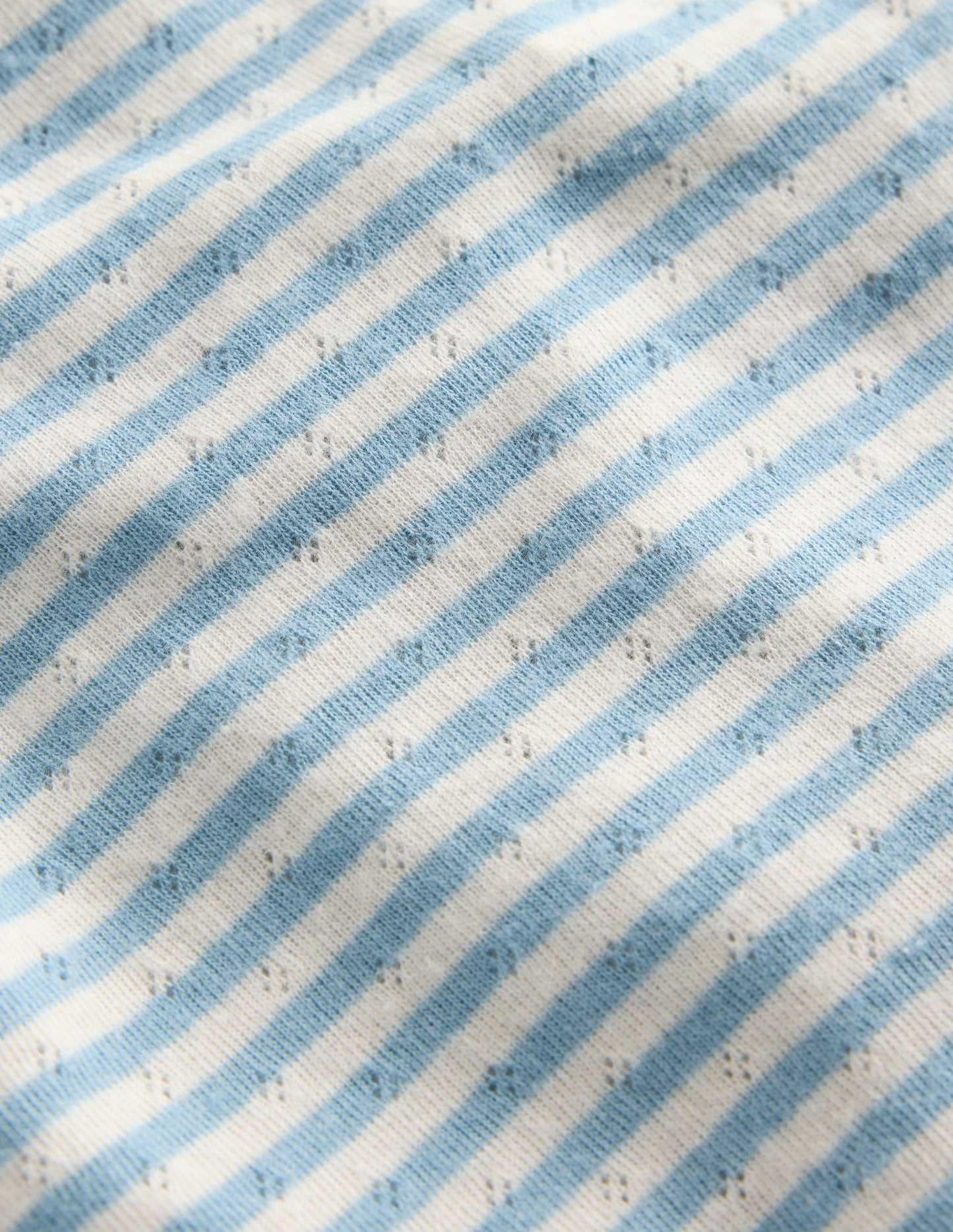 Long Sleeve Pointelle Top-Vintage Blue Stripe