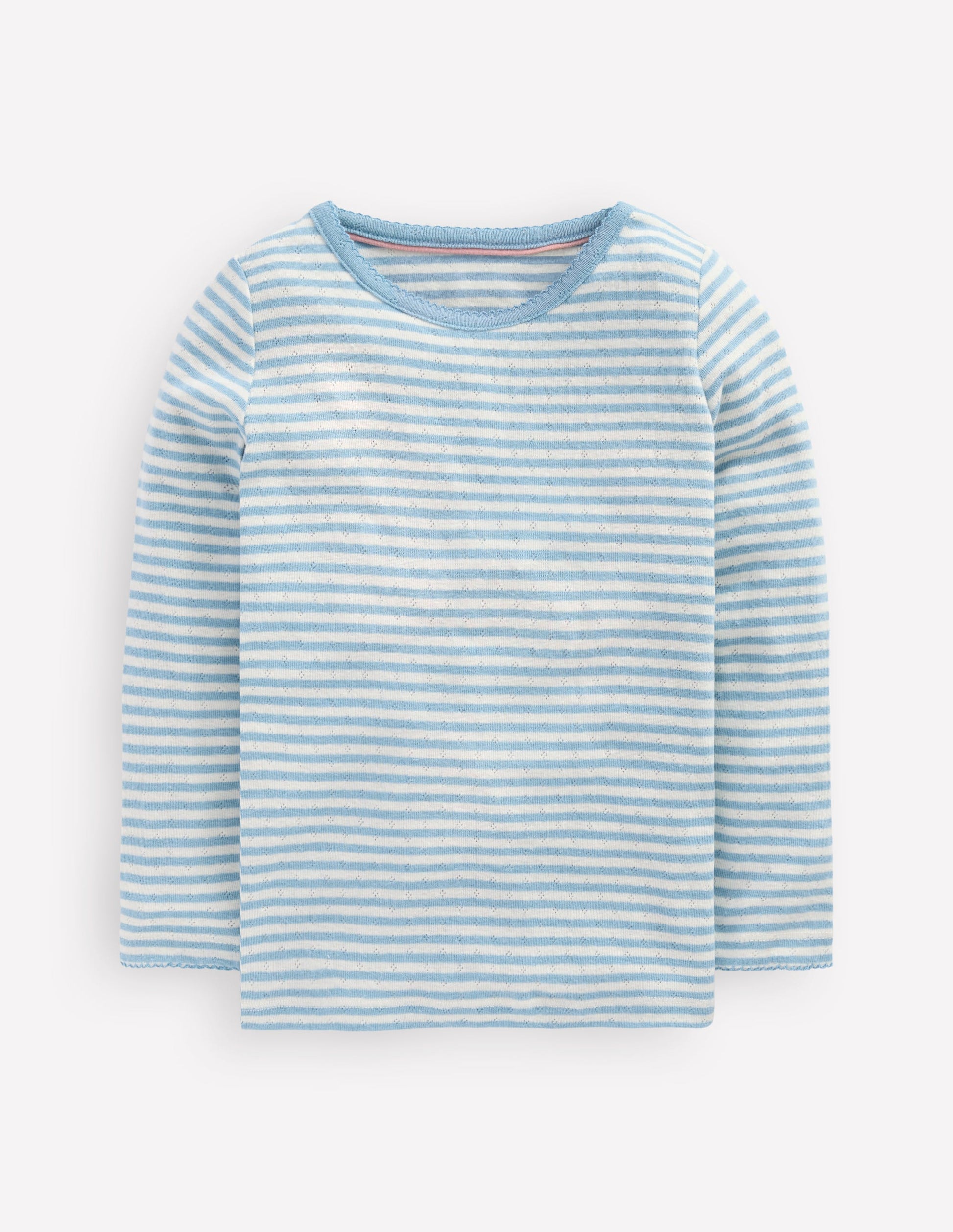 Long Sleeve Pointelle Top-Vintage Blue Stripe-1