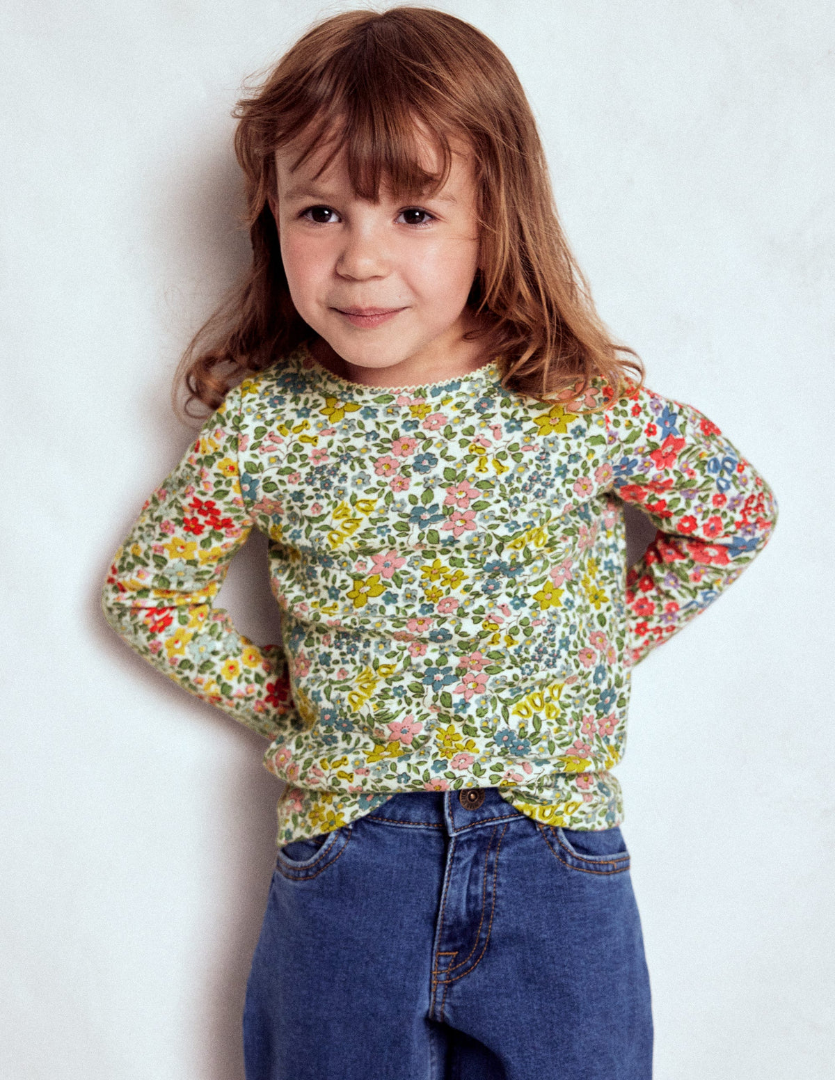 Long Sleeve Pointelle Top-Hotch Potch Floral - Image 1