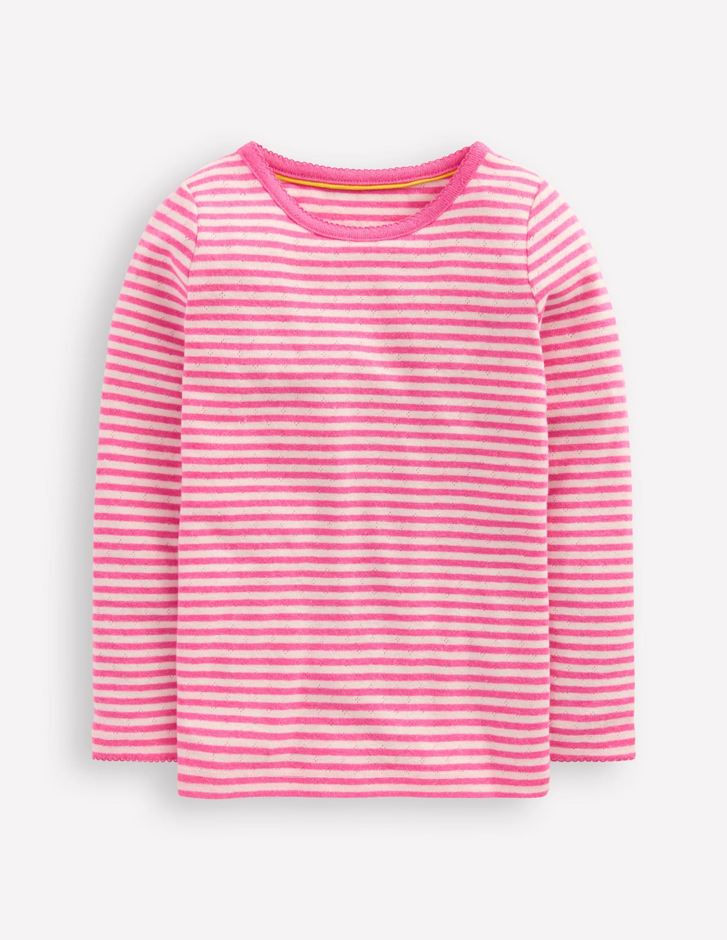 Long Sleeve Pointelle Top-Sorbet Pink Stripe