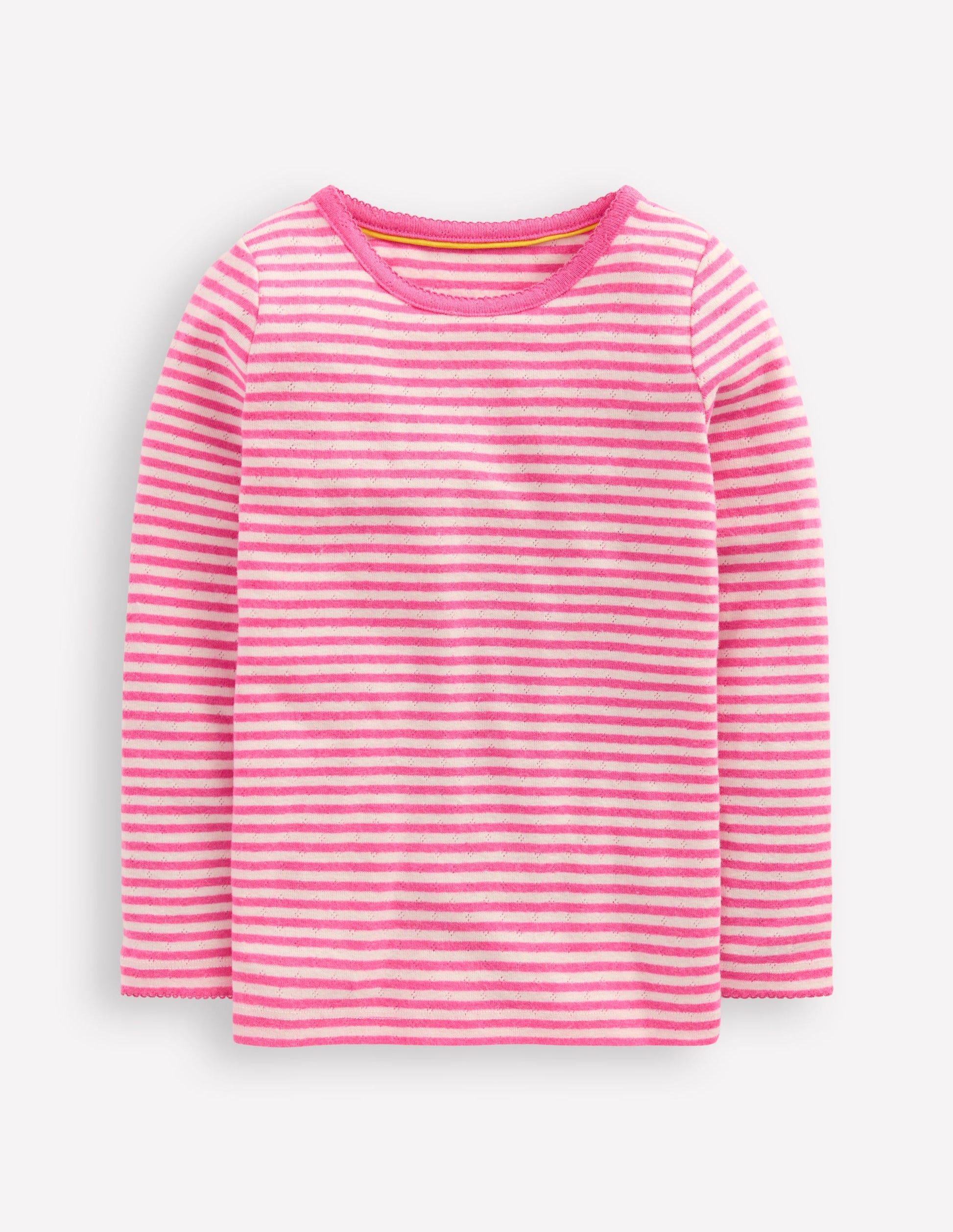 Long Sleeve Pointelle Top-Sorbet Pink Stripe-1