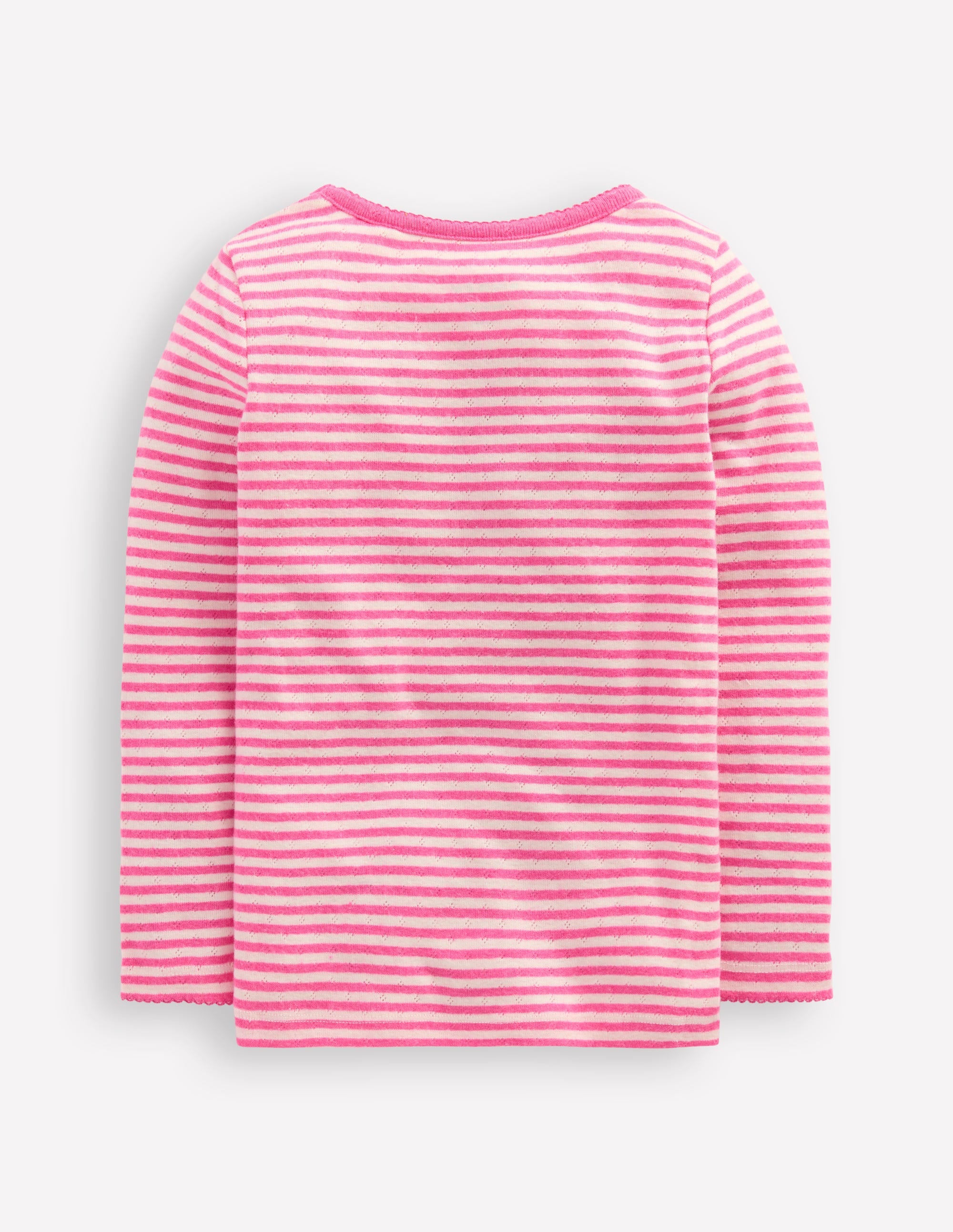 Long Sleeve Pointelle Top-Sorbet Pink Stripe - Image 2