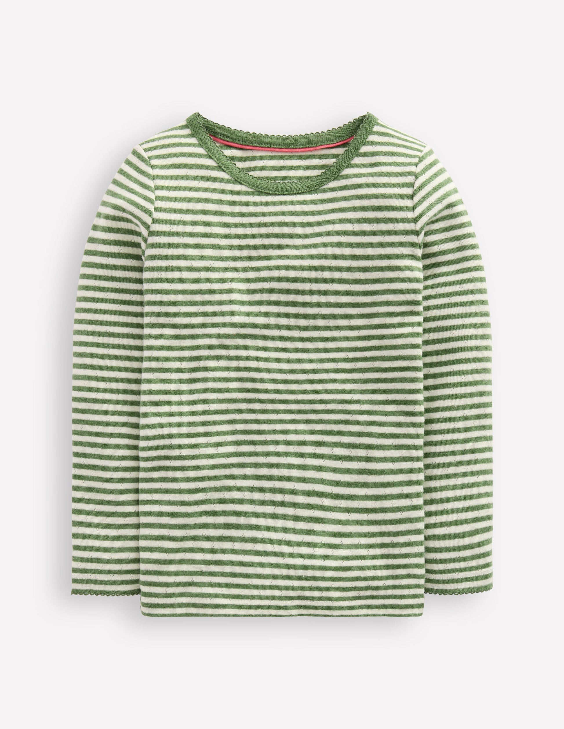 Long Sleeve Pointelle Top-Safari Green Stripe-1