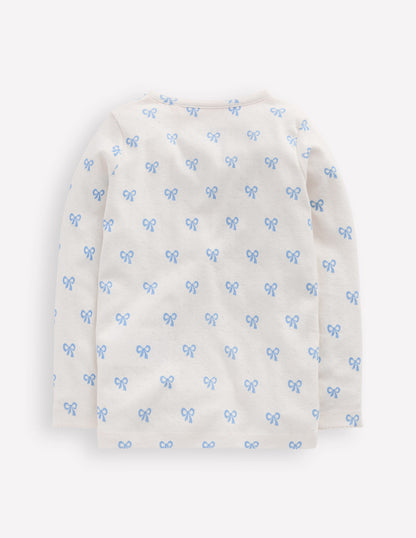 Long Sleeve Pointelle Top-Tiny Bows-5