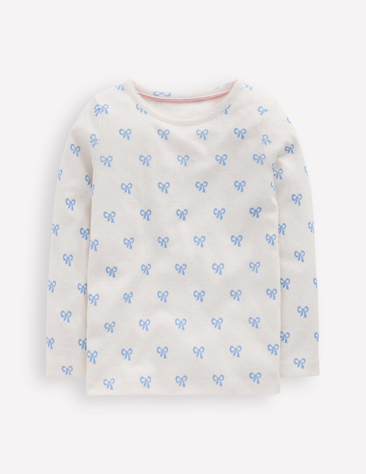 Long Sleeve Pointelle Top-Tiny Bows - Image 4