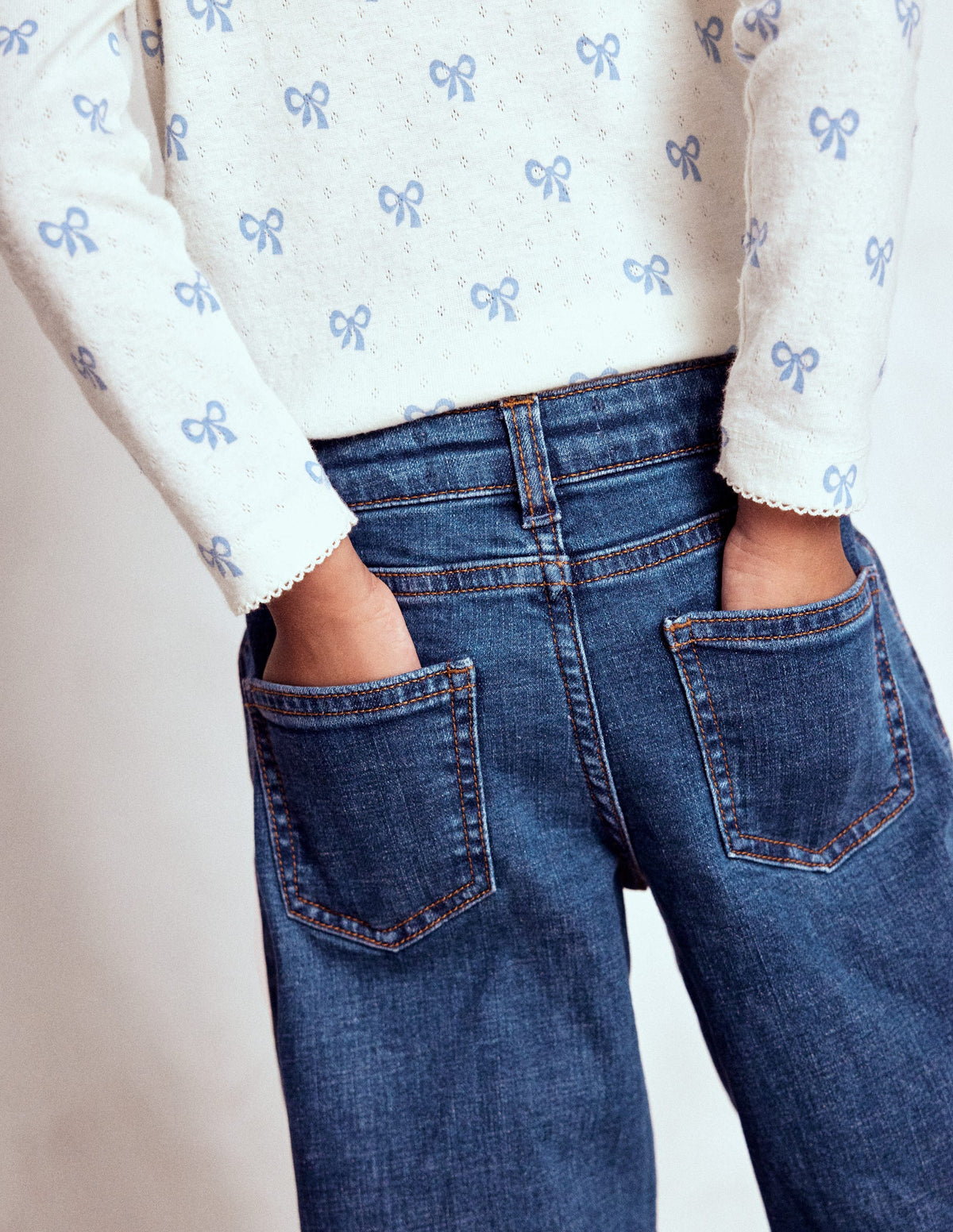 Long Sleeve Pointelle Top-Tiny Bows - Image 3
